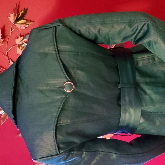 Bebe Trench Coat - Belted Peacoat Long Trench - Gorgeous Teal Green Colour Sz S - Picture 6 of 13